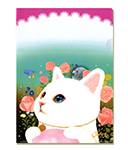 【ワケあり】猫のクリアフォルダー 白