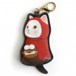 猫のコインケースチャーム　赤ずきん