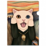【ワケあり】猫のクリアフォルダー 叫び