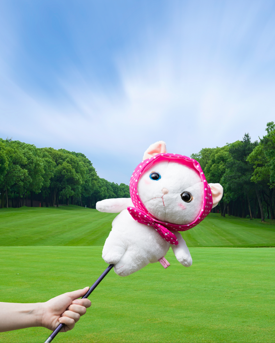 猫のぬいぐるみ ゴルフクラブヘッドカバー ピンクずきん｜猫グッズ・猫