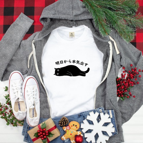 ファッションの主役になる！<br>大注目のねこTシャツです♪<br>(※別の絵柄で説明しています。)