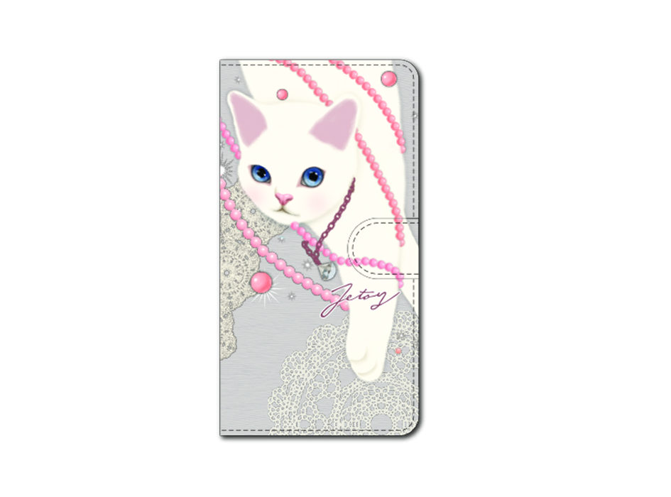 猫と真珠 猫のスマホケース 手帳型 パール｜猫グッズ・猫雑貨のchoo choo本舗