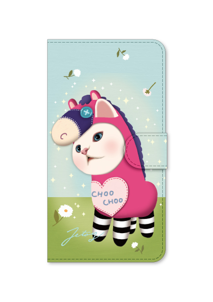 猫のスマホケース 手帳型 カスタム　ホースchoo choo