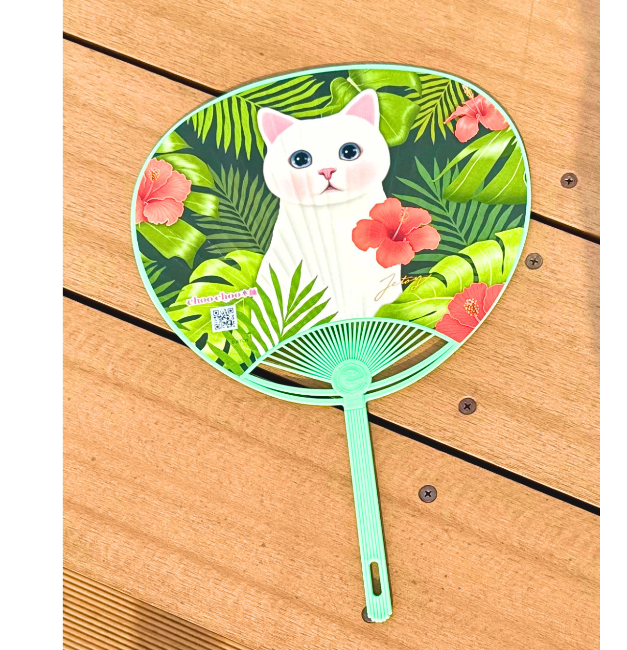 猫のうちわ トロピカル/シングルローズ｜猫グッズ・猫雑貨のchoo choo本舗