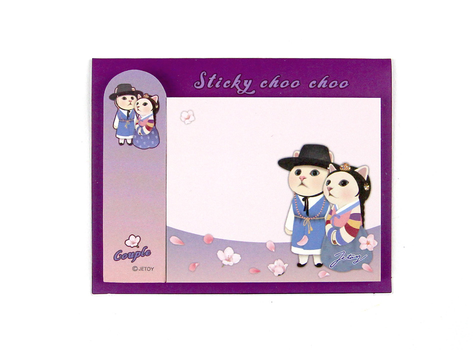 猫のツインふせん　韓服カップル